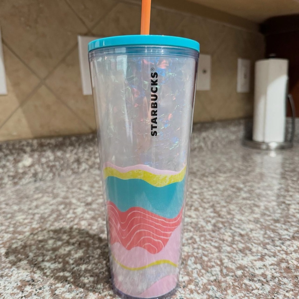 Starbucks Iridescent Tumbler with Pastel Waves